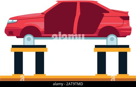 car body on car lift icon, colorful design Stock Vector