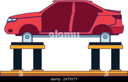 car body on car lift icon Stock Vector