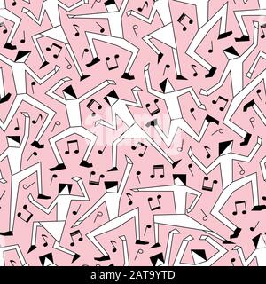 Editable vector seamless tile of men and women dancing at a disco Stock Vector