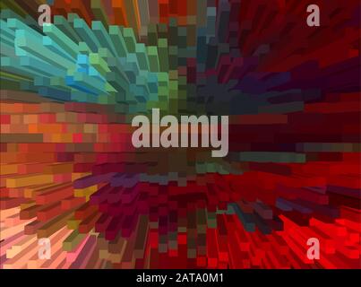 Abstract 3D Pixel Art Isometric Blowing Up Background for Design Project  - Vector Illustration Stock Vector