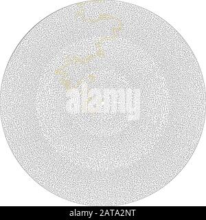 Difficult Vector Black and White Round Maze for Children with Solution - Circle Solved Puzzle Stock Vector