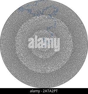 Difficult Vector Black and White Round Maze for Children with Solution - Circle Solved Puzzle Stock Vector
