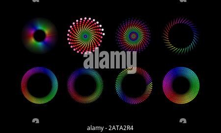 Vector Iridescent Phyllotaxis Rings  - Generative Art Stock Vector