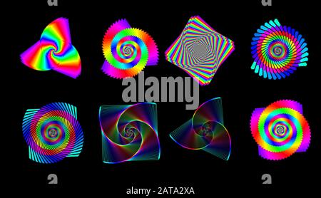 Vector Iridescent Phyllotaxis Vortex Shapes - Generative Art Stock Vector