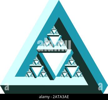 Fractal Penrose Triangle - Impossible Optical Illusion - Vector Illustration Stock Vector