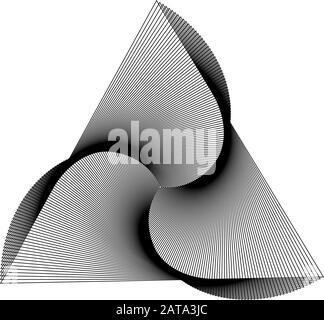 Vector Black and White Triangle Twirl Graphic Element - Generative Op Art Stock Vector