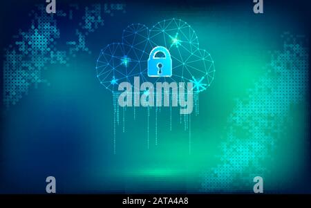 Vector  Digital Data Cloud Service Web Security Background Stock Vector