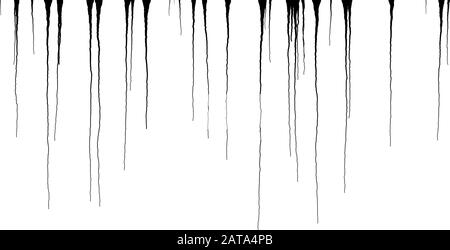 Black Ink Dripping Streaks - Vector Grunge Illustration Stock Vector