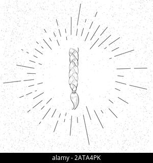 Hand Drawn Symbol of Long Hair Braid - Doodle Vector Hatch Icon Stock Vector