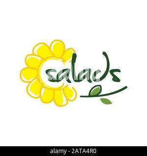 creative text salad logo with sun flower nature graphic decoration Stock Vector