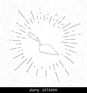 Hand Drawn Symbol of Mortar Trowel  - Doodle Vector Hatch Icon Stock Vector