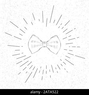 Hand Drawn Symbol of Hipster Bow Tie - Doodle Vector Hatch Icon Stock Vector