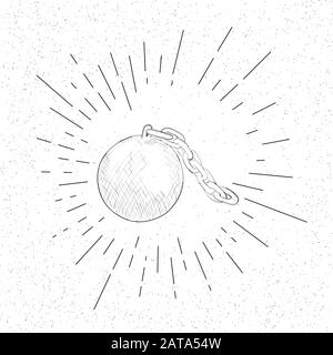 Hand Drawn Symbol of Slavery Shackles Bob  - Doodle Vector Hatch Icon Stock Vector