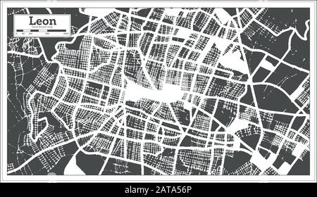 Leon Mexico City Map in Retro Style. Outline Map. Vector Illustration. Stock Vector