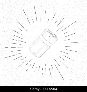Hand Drawn Symbol of Battery - Doodle Vector Hatch Icon Stock Vector