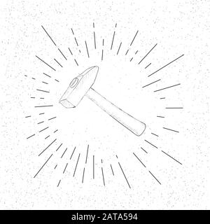 Hand Drawn Symbol of Hammer Tool for Nails - Doodle Vector Hatch Icon Stock Vector