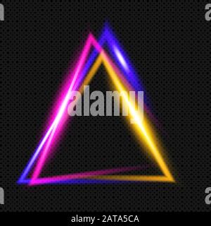 Tricolor shining Trianle on Transparent Background  - Vector Glowing Neon Delta Frame Stock Vector