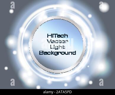 Silver Shining Hi Tech Background - Vector Glowing HUD Futuristic Light Metal Design Stock Vector