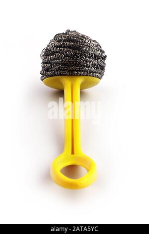 Metal sponge for cleaning and washing dishes Stock Photo