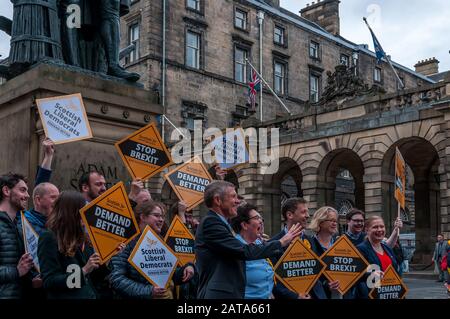 People at a rally against brexit, Edinburgh, Scotland Stock Photo