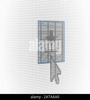 Close Up Arrow Cursor and Download Icon on Computer LCD Screen Pixel Background  - Vector Macro Image Digital Concept Stock Vector