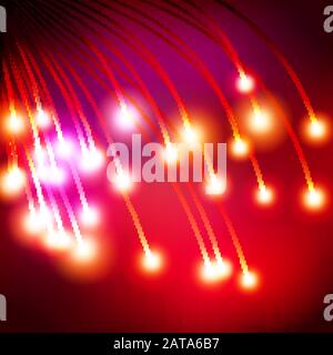 Red Shine Star Rain  on Crimson Background  - Vector Radiant Meteor Firework Stock Vector