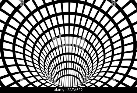 Abstract Wormhole Tunnel. Geometric Square Black and White Optical ...