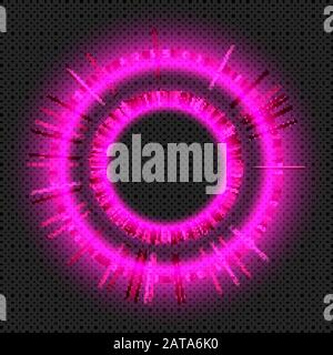 Pink Shining Round Music Equalizer Scale  on Transparent Background  - Vector Glowing Neon Spiral Stock Vector