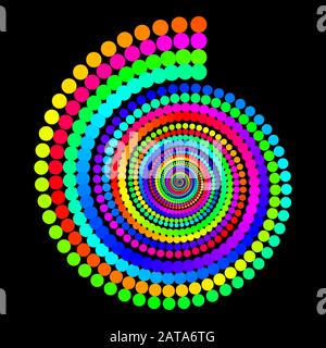 Vector Iridescent Spiral Nautilus Vortex Shape - Bright Generative Op Art Background Stock Vector