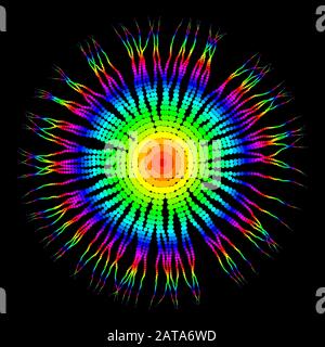Vector Iridescent  Round Radial Creature with Tentacles  - Generative Art Stock Vector