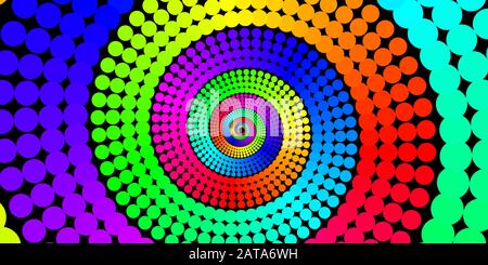 Vector Iridescent Spiral Nautilus Vortex Shape - Bright Generative Op Art Background Stock Vector