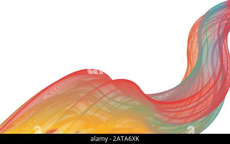 Waving Transparent Wavy Veil Isolted on White Background - Vector Billowy Lines Stock Vector