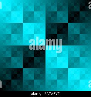 Vector Seamless Cyan Fractal Holographic Foil Material   - Square Op Art Hologram  Background Stock Vector