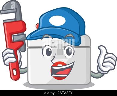 Cool Plumber first aid kit on mascot picture style Stock Vector