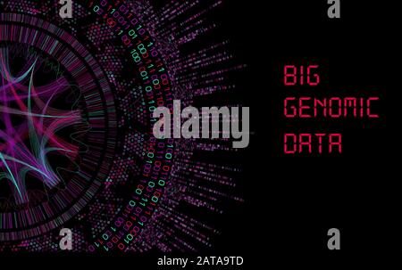 Big Genomic Data Visualization - DNA Test, Barcoding,  Genom Map Architecture  - Vector Graphic Template Stock Vector