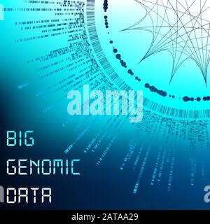 Big Genomic Data Visualization - DNA Test, Barcoding,  Genom Map Architecture  - Vector Graphic Template Stock Vector