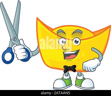 barber gold scissor cartoon vector illustration Stock Vector Image ...