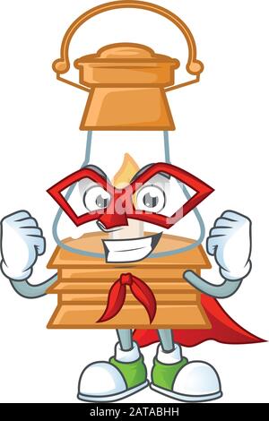 Smiley mascot of oil lamp dressed as a Super hero Stock Vector