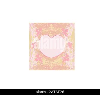 happy valentines day vintage card with cupids and heart-shaped frame Stock Vector
