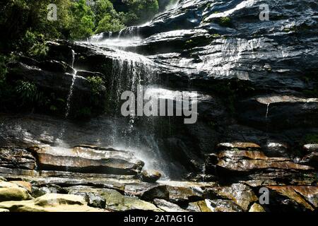 A view of the lower section of Bridal Veil Falls at Leura in the Blue Mountains west of Sydney Stock Photo