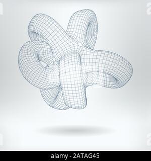 Vector 3D Model Non Euclidean Geometric Concept Icon - Low Poly ...
