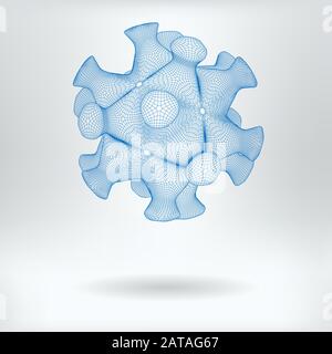 Vector 3D Model HIV Virus Particle Drawing - Human Immunodeficiency Virus Structure Concept Icon Stock Vector