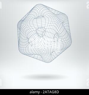 Vector 3D Model Quantum Mechanics Concept Icon - Lowpoly Icosidodecahedron Qubit Structure Stock Vector