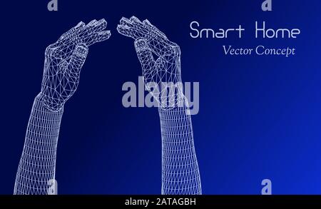 Vector HiTech Smart Home Concept - Emblem of Internet of Things, Augmented Reality, Remote Home Control etc Stock Vector