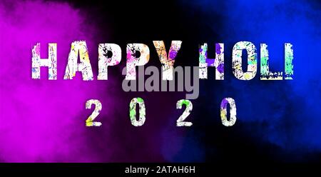 Happy holi 2020.Happy holi text Background. Stock Photo