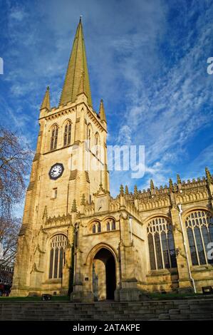 UK,West Yorkshire,South Face of Wakefield Cathedral Stock Photo