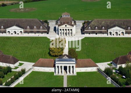 AERIAL VIEW. Royal Saltworks. Saline Royale of Arc-et-Sénans, Doubs, Franche-Comté, France. Stock Photo