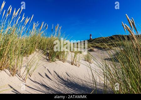 Lightouse on dune Slyt Island beautiful sommer day with blue sky horizontal Stock Photo