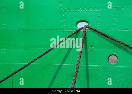 Details of the museum ship Rickmer Rickmers. Located in the port of Hamburg. Stock Photo