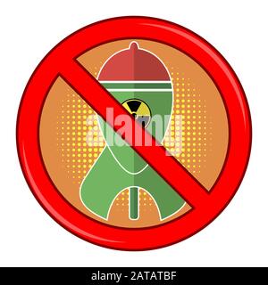 Atomic Bomb with Radiation Sign. Nuclear Rocket. Weapon Icon. Explode Flash, Cartoon Explosion, Nuclear Burst Stock Vector